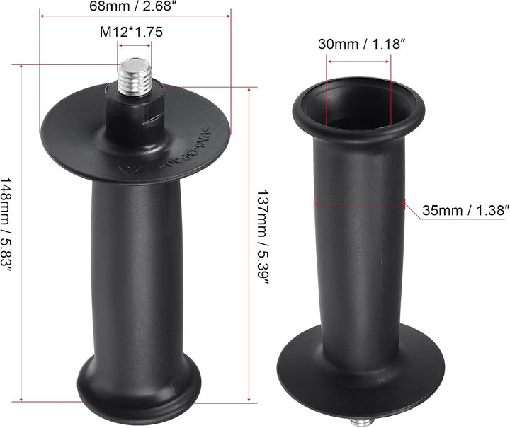 sourcing map Winkelschleifer Seitengriff, Zusatzgewinde M12 Kunststoff schwarz