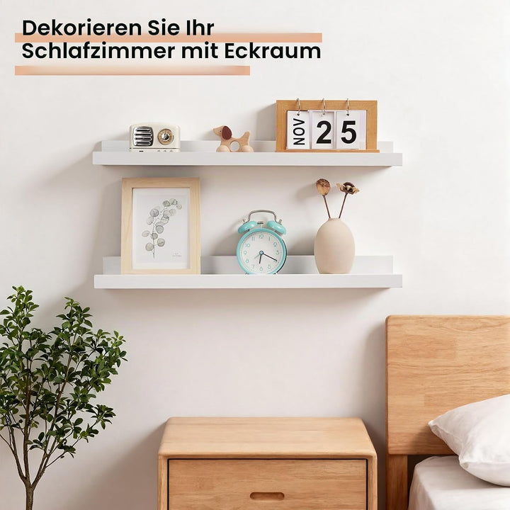 Wandregal Weiss, 40cm 2er-Set Rustikales Wandbilderregal mit Lippe Weiss 40CM(2P), Weiss 40CM(2P)