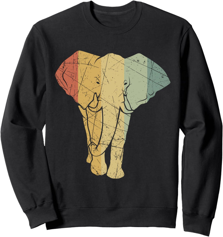 Elefant Retro Vintage Rüsseltier Dickhäuter Tierfreund Motiv Sweatshirt