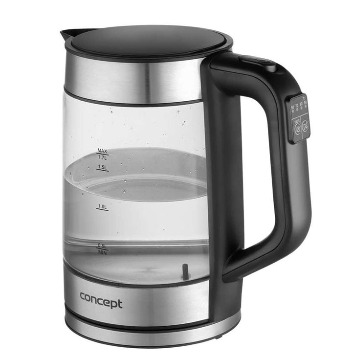 Concept RK4067 1,7L Glas-Wasserkocher mit Temperaturregelung: 50/70/80/90/100°C, 1850-2200 W, Warmha