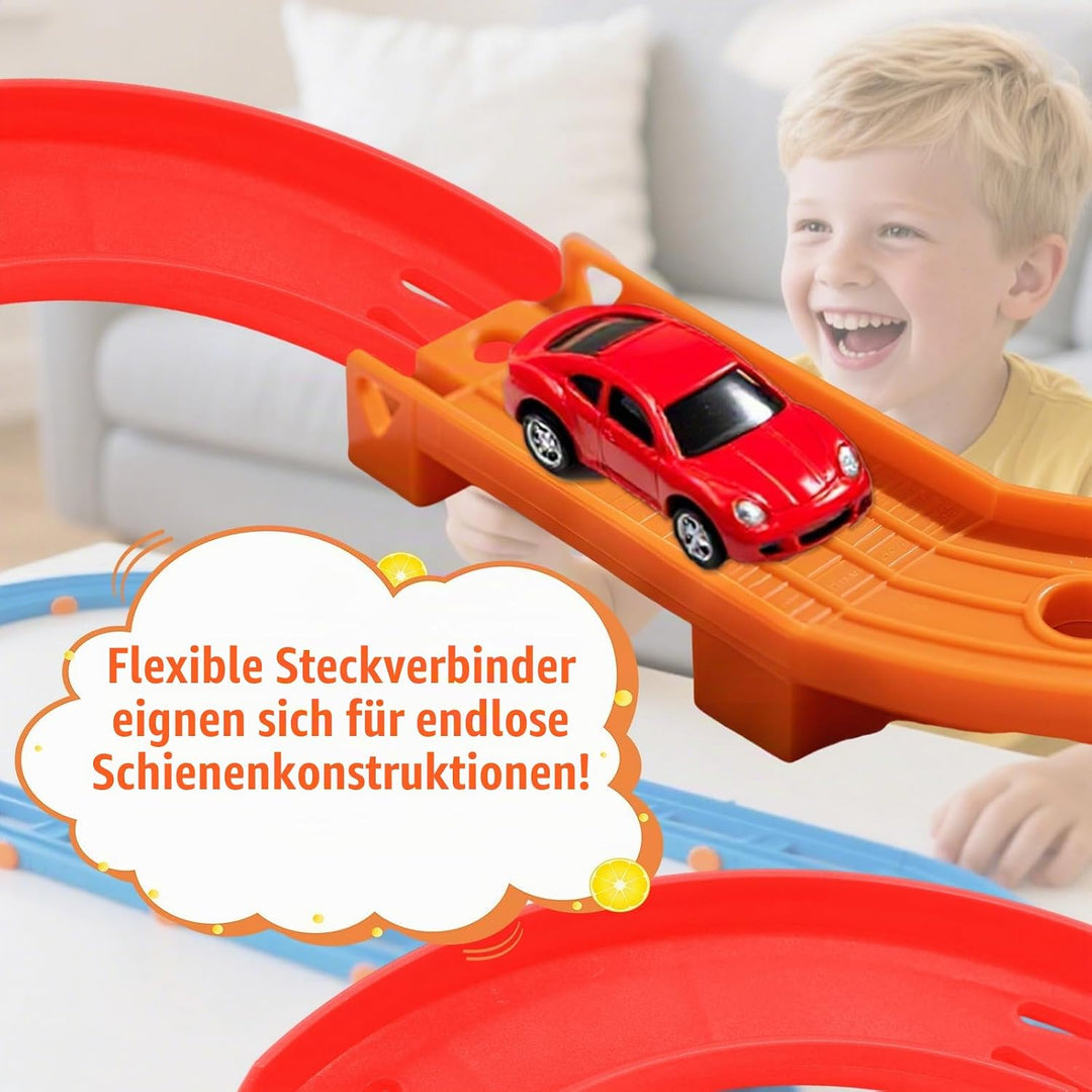 8 Stück Gebogene Schienenstücke Kompatibel mit Hot Wheels Spielzeugautos, ABS Rennstreckenverbinder