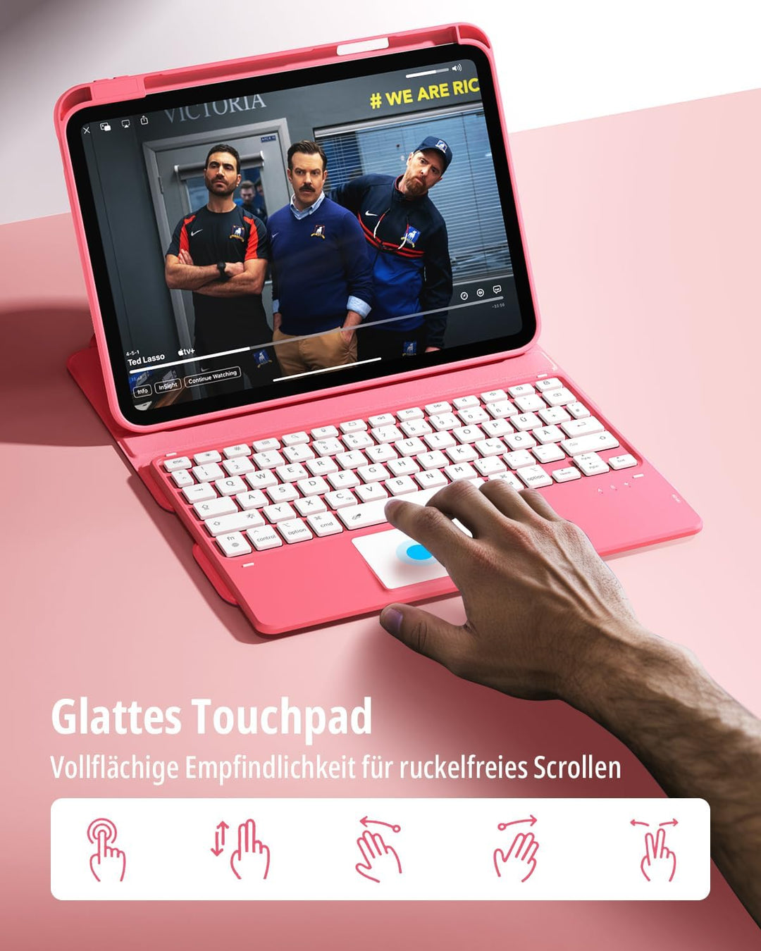 CACOE Drehbare Hülle mit Tastatur für iPad (A16) 11/10 Generation (11/10.9 Zoll) 2025/2022 mit Touch
