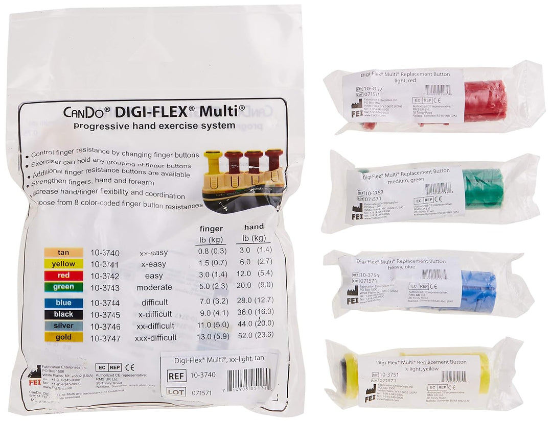 CanDo Handtrainer, Fingertrainer Digi-Flex® - 1 Basisgerät, 8 Knöpfe (4 - sehr sehr leicht, 1 - sehr
