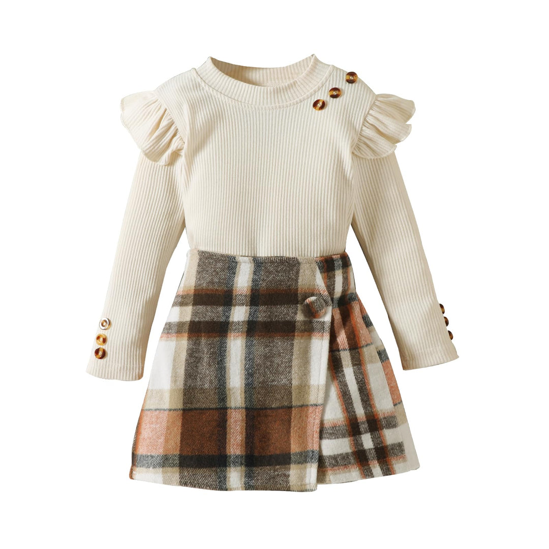 Miipat Baby Mädchen Kleidung Set Kleinkind Mädchen Outfits Set Lange Ärmel Pullover Tops mit Mini Ro