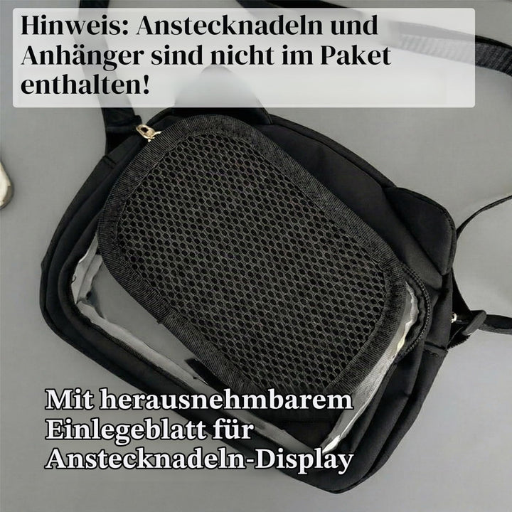 Kleine Ita Messenger Tasche für Damen, Kawaii Crossbody Tasche mit transparentem Pins Display-Fenste