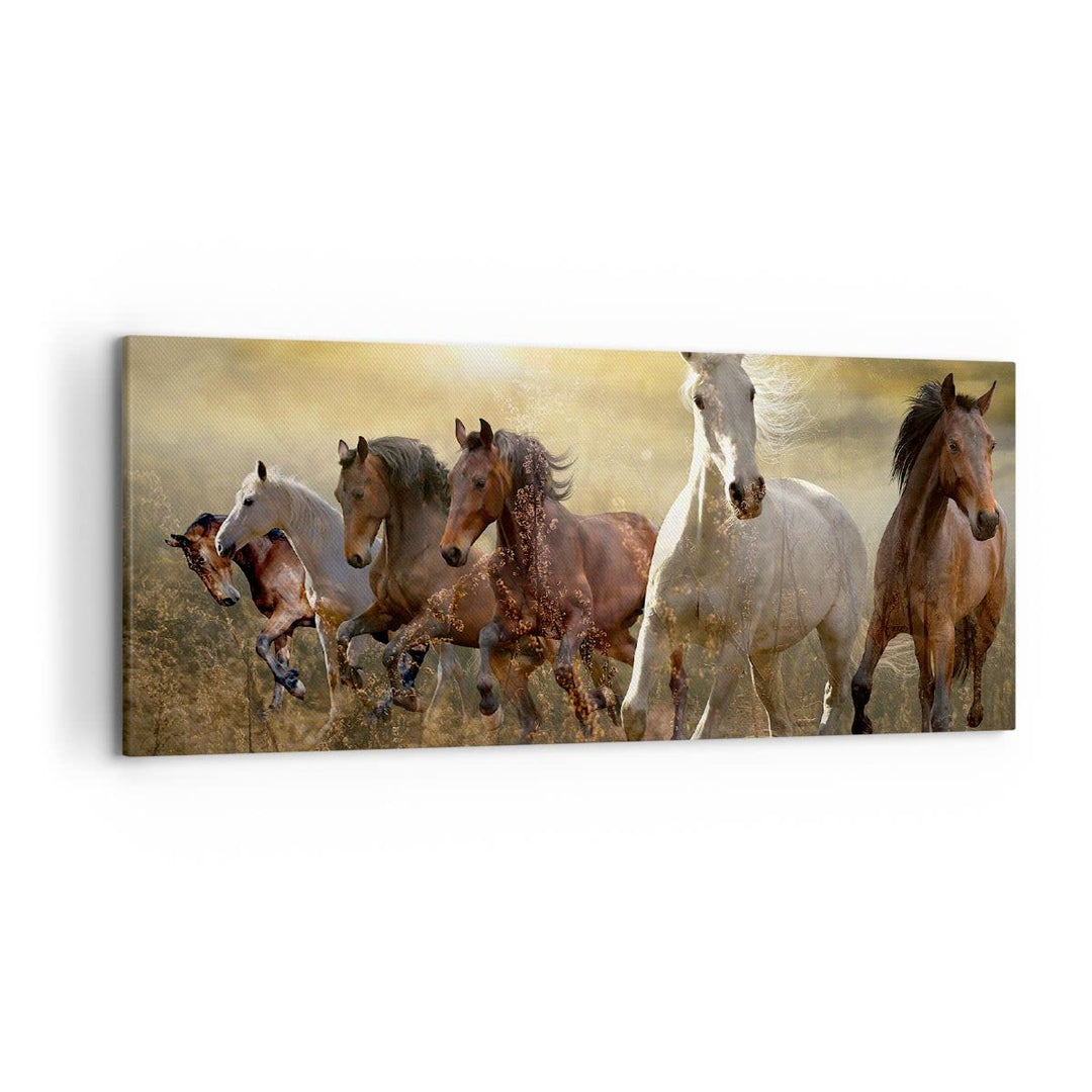 Wandbilder Dekoration Wohnzimmer Pferd Tier Natur Panorama Bilder auf Leinwand 120x50cm Leinwandbild