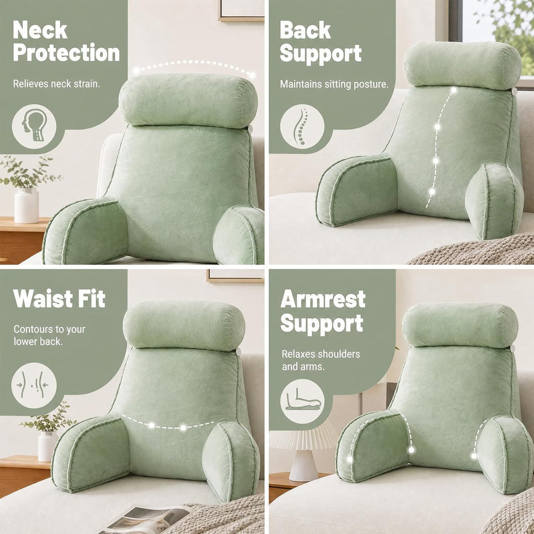 Lesekissen für Bett und Sofa, Rückenkissen Sitzkissen mit RüCkenlehne mit Handgelenkstütze, Armlehne