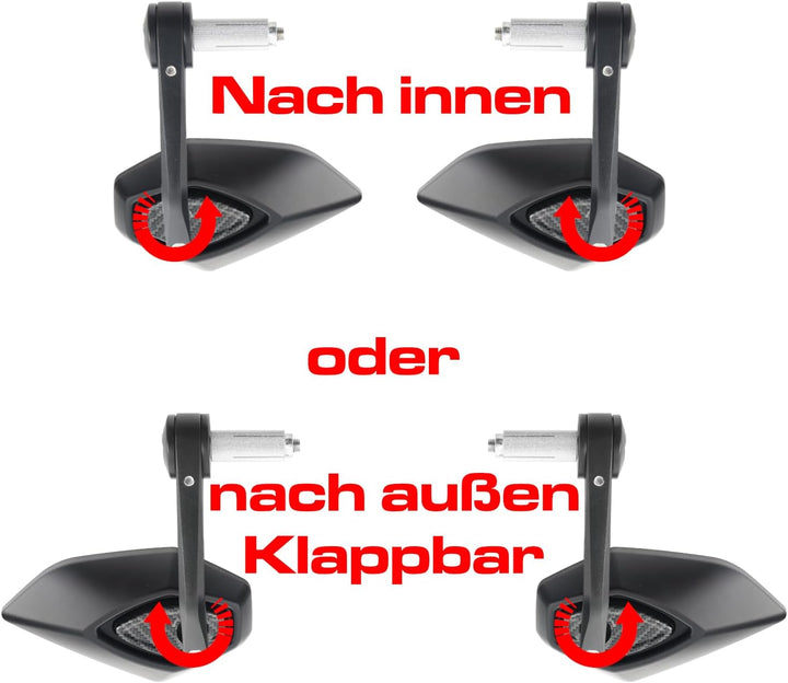 Area1 universal Motorrad Lenkerendenspiegel Rückspiegel Paar e-geprüft kompatibel mit Duke MT07 MT09