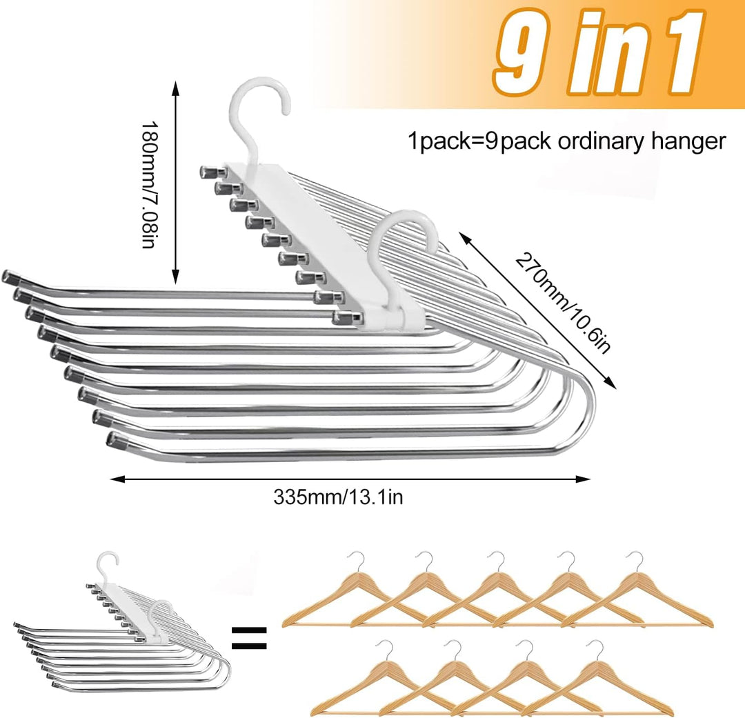Ronronner 9 in 1 Hosenaufhängung, 2 Stück Hosenbügel Klemmbügel, Hosenkleiderbügel, Kleiderbügel Hos