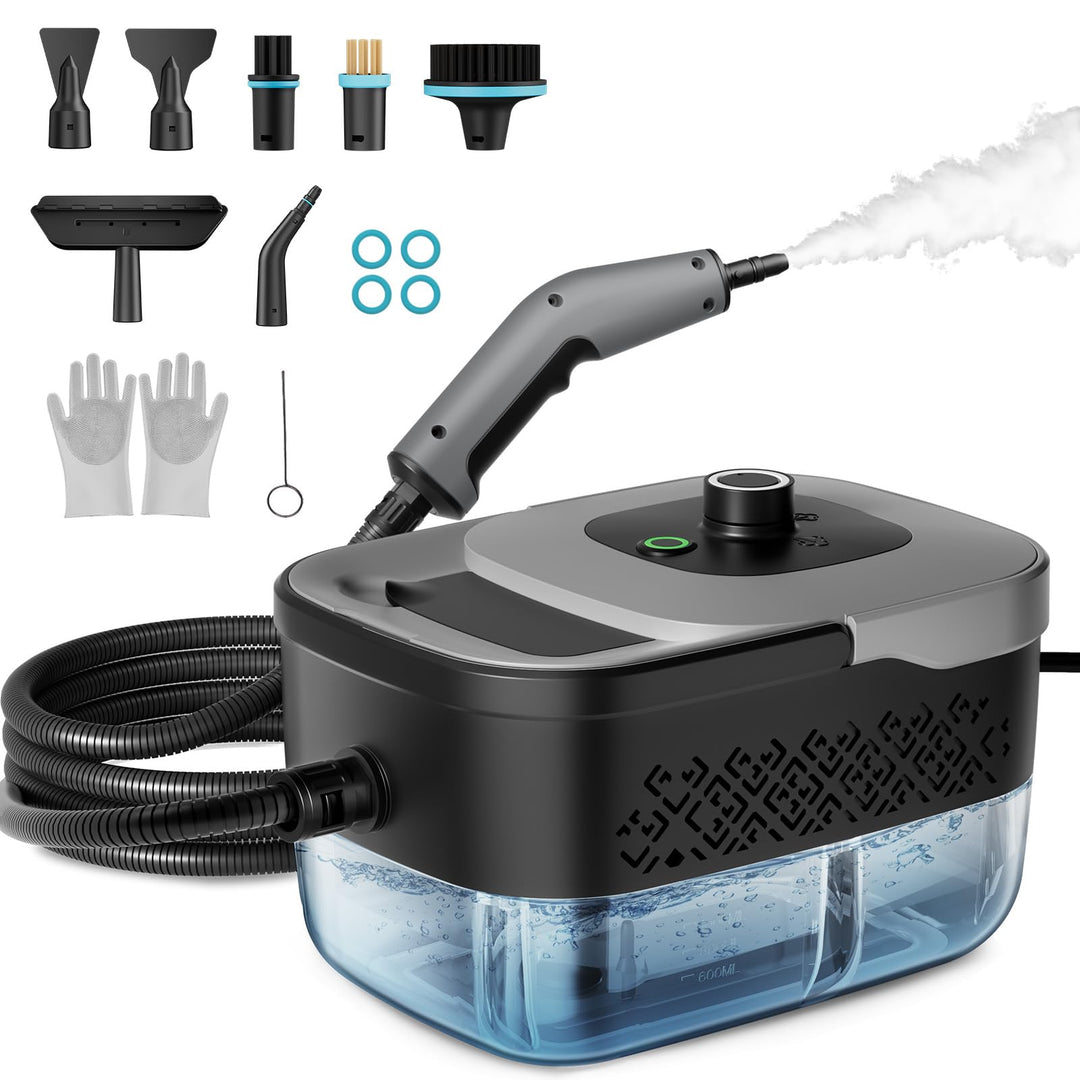 Dampfreiniger Handgerät, Tragbarer Dampfreiniger 1800W, 1.6L Wassertank Kohlefarben, Kohlefarben