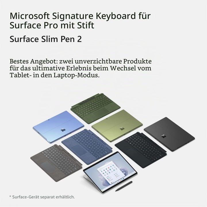Clavier Microsoft Signature pour Surface Pro avec Stylet Vert forêt Waldgrün Tastatur + Eingabestift