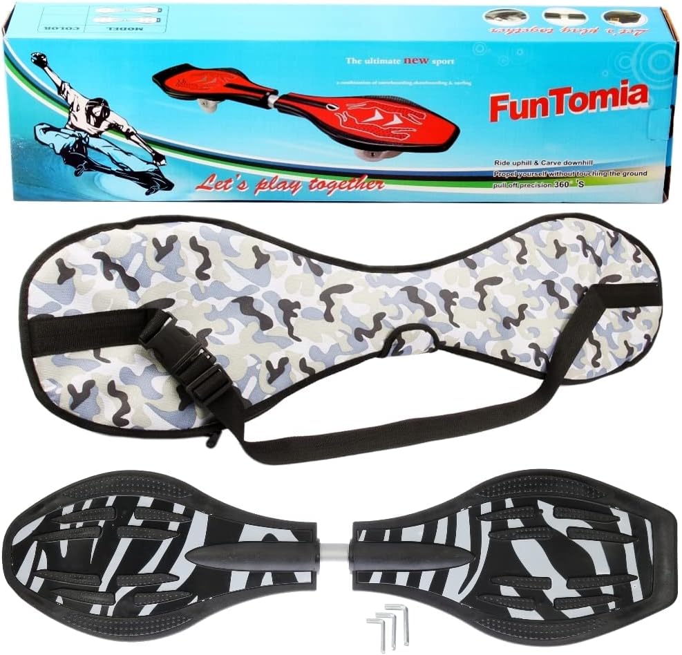 FunTomia Waveboard Original ABEC9 Kugellager inkl. Tasche - Bis 120kg - (Verschiedene Farbdesigns) Z