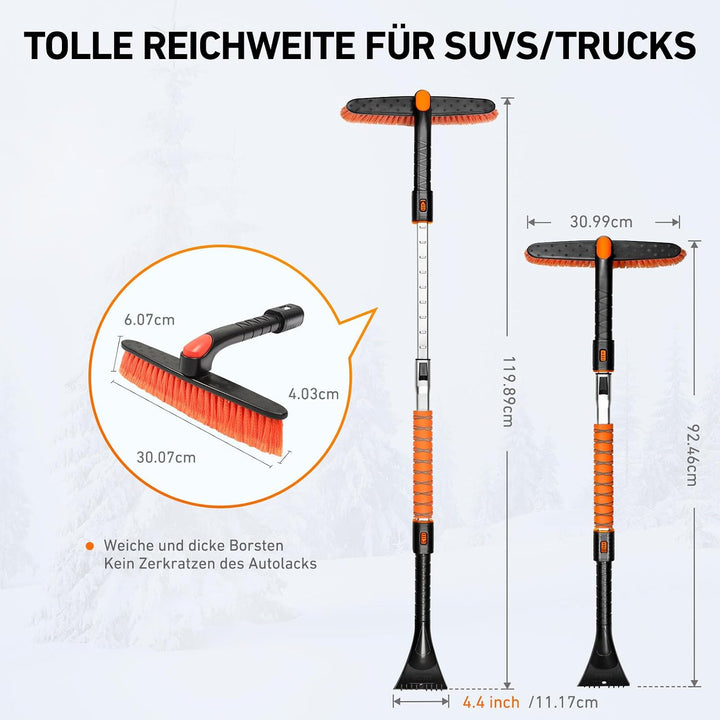 AstroAI 3in1 Auto Reinigungsbürste Eiskratzer Schneebesen Abnehmbarer Eisschaber mit Schaumstoffgrif