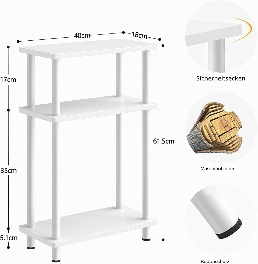 YOUDENOVA Beistelltisch Holz, Beistelltisch Schmal, 40x18x61.5 cm, 3 Tier Kleiner Tisch Für Wohnzimm
