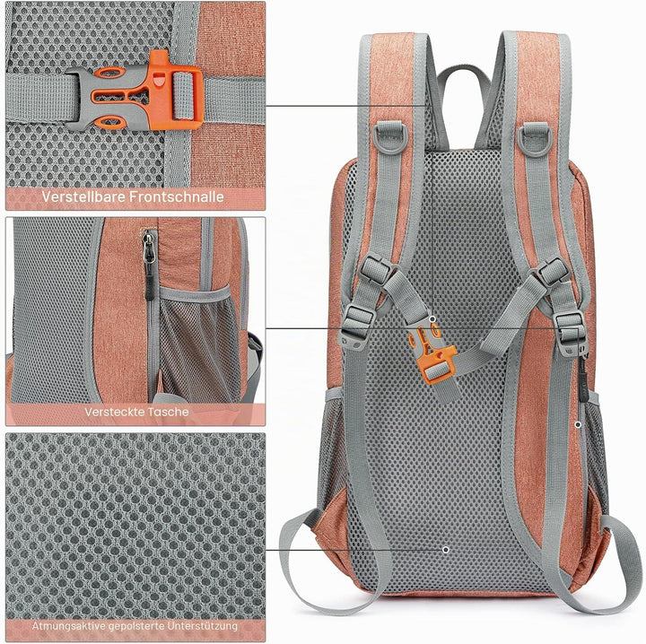 G4Free 10L Rucksack Klein, Wanderrucksack Damen, Mini Rucksack Herren 10 l Hell Orange, 10 l Hell Or