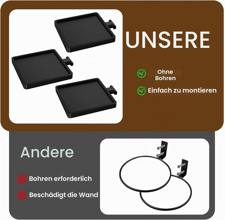 Shinybox Akustikpaneele Pflanzenhalter, 3 Stück Zubehör für Akustikpaneele ohne Bohren, Wandhalterun