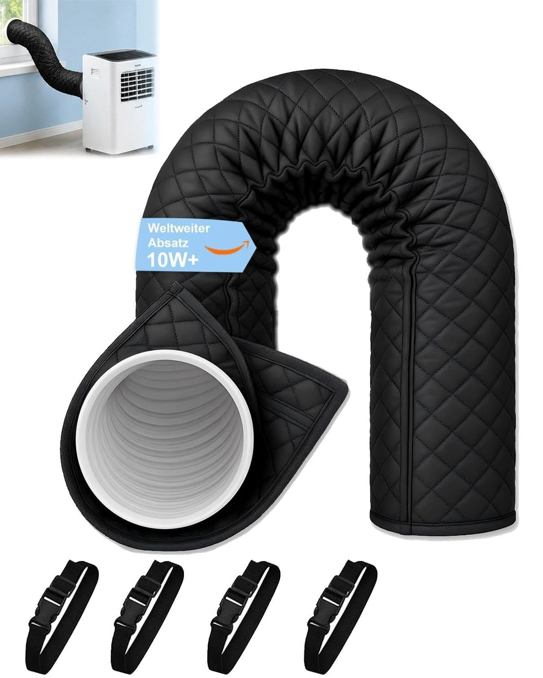 Abluftschlauch Isolierung &amp; abdeckung – für Klimagerät 150cm,Schwarz, Schwarz