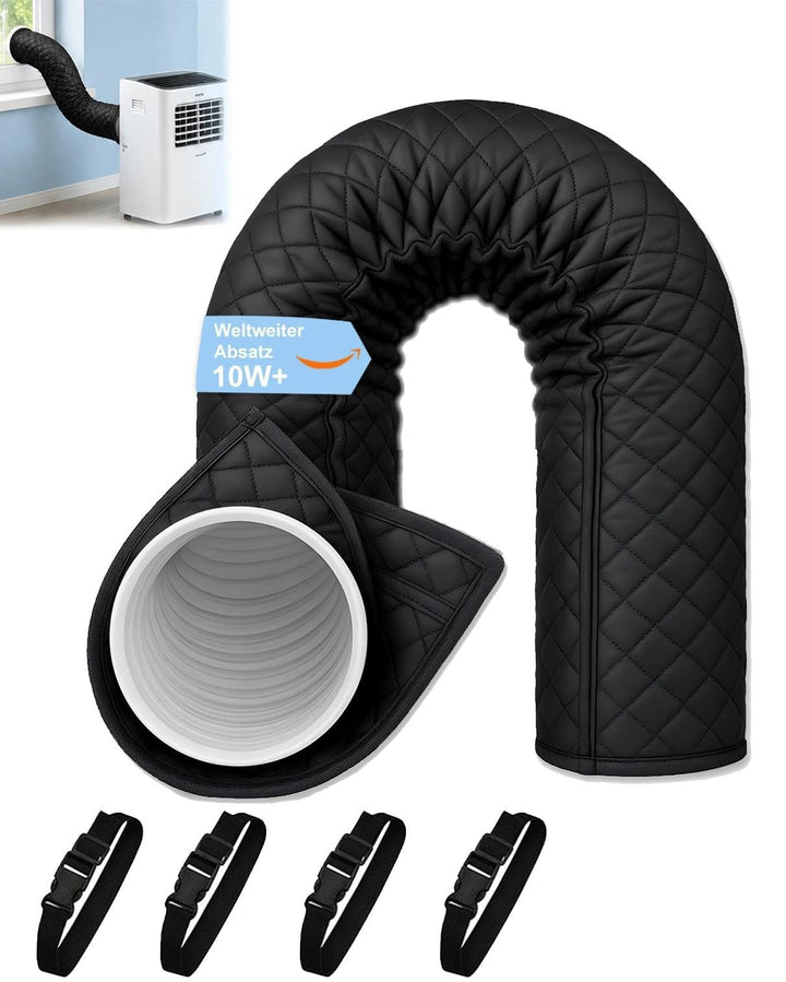 Abluftschlauch Isolierung &amp; abdeckung – für Klimagerät 150cm,Schwarz, Schwarz