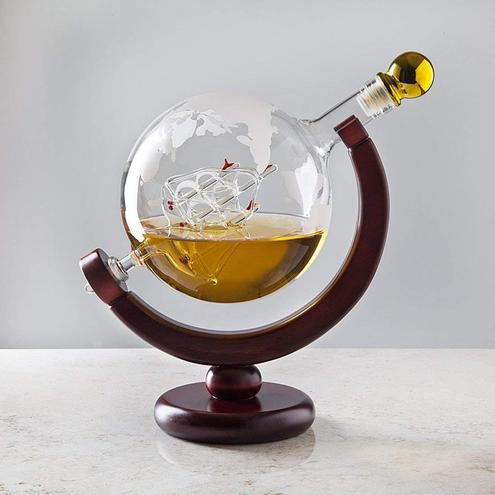 Whiskey Decanter Globe - for Liquor, Scotch, Bourbon, Vodka or Wine - 850ml Single, Single