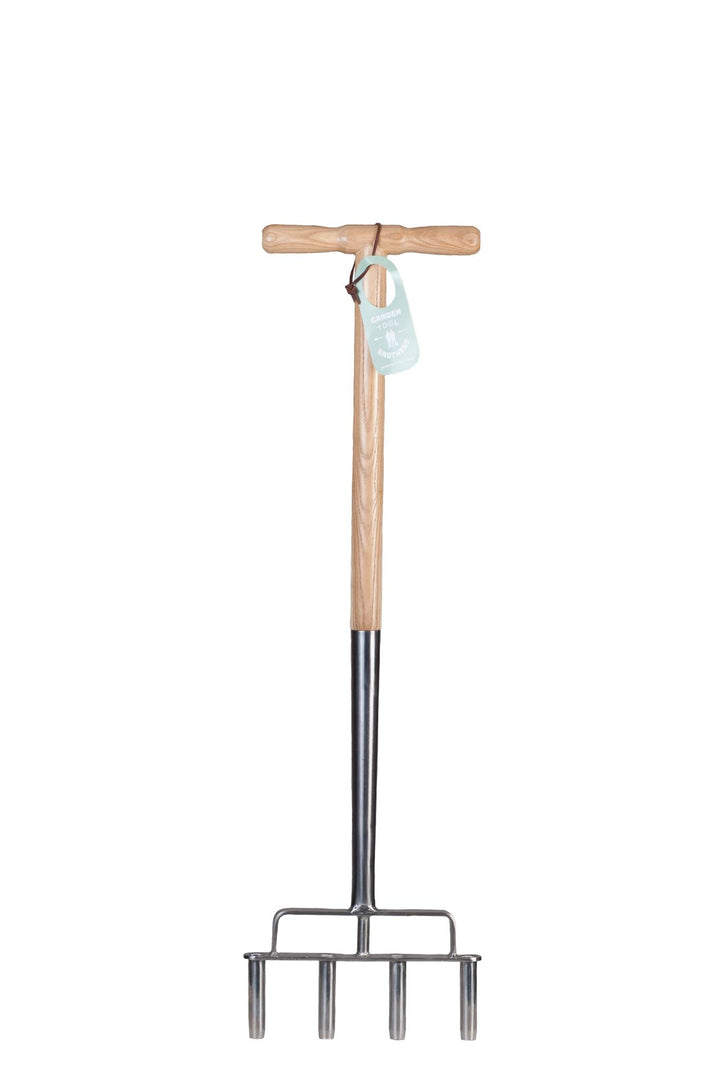 GARDEN TOOL BROTHERS Rasenlüfter aus Edelstahl mit Holzgriff