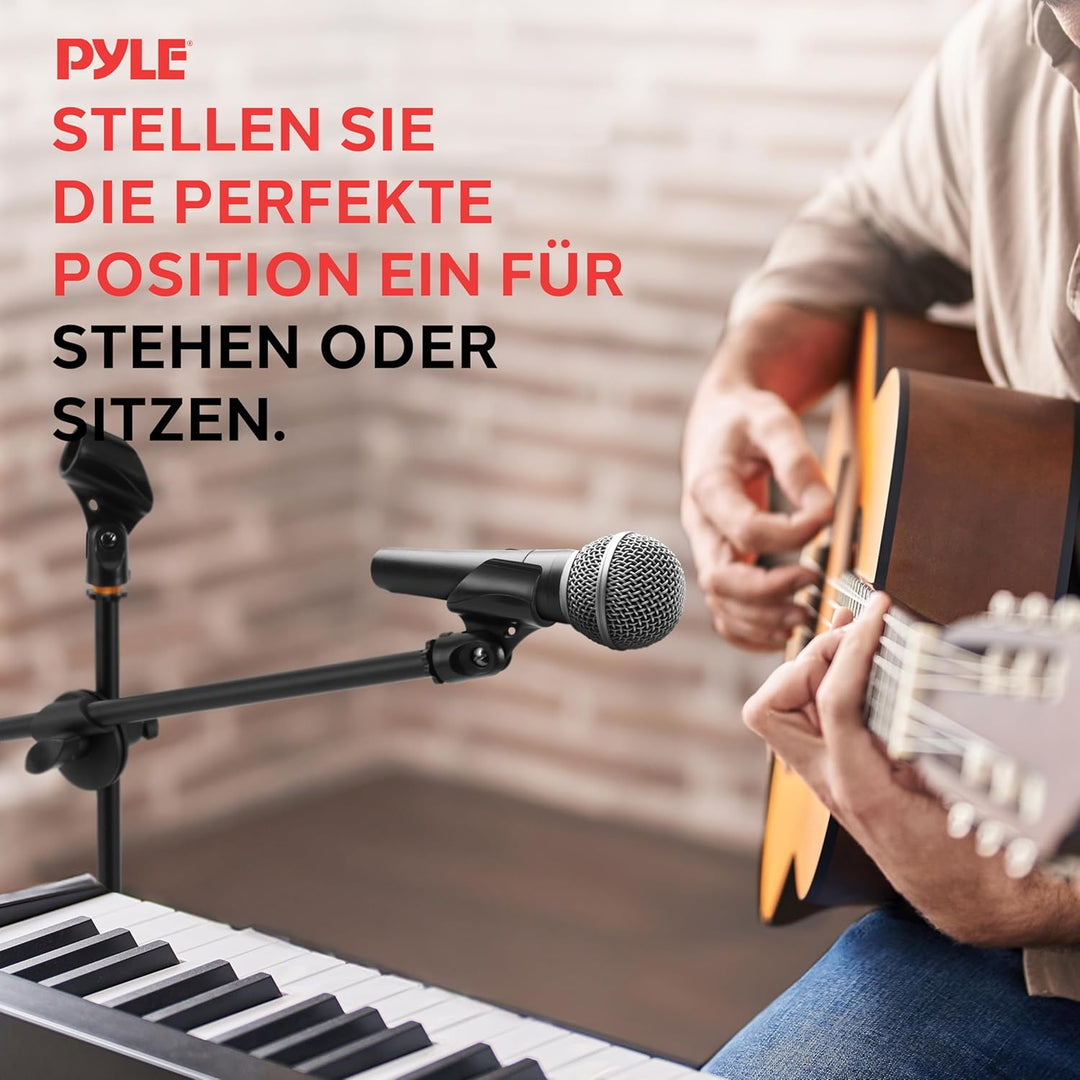 Pyle Mikrofonständer 2er-Set mit Galgenarm – Mikrofonstativ höhenverstellbar 70–132cm, faltbar, Trag