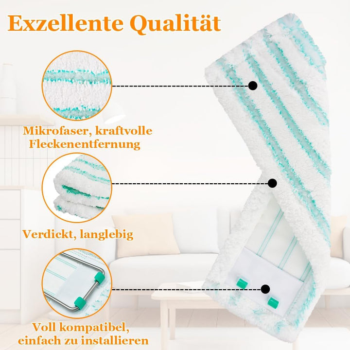 4 Stück Ersatz-Wischbezüge für Leifheit Profi XL Cotton Plus/Profi XL Micro Duo Vollstiel Bodenwisch