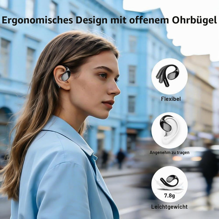 Kabellose Bluetooth-Sport-Ohrhörer mit Bluetooth 5.4-Technologie, Offenes Ohrbügel-Design, Kraftvoll