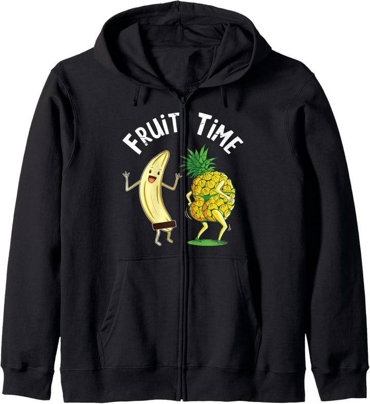 Fruit Time Lustige Früchte Ananas Stripper Nackte Banane Kapuzenjacke