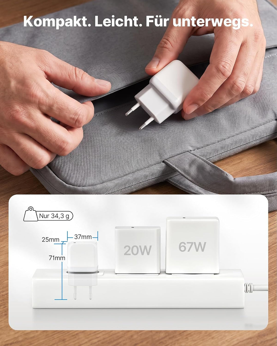 USB C Ladegerät 25W, 2 Stück GaN PPS Schnellladegerät USB C Netzteil mit 2 Stück Schnellladekabel US