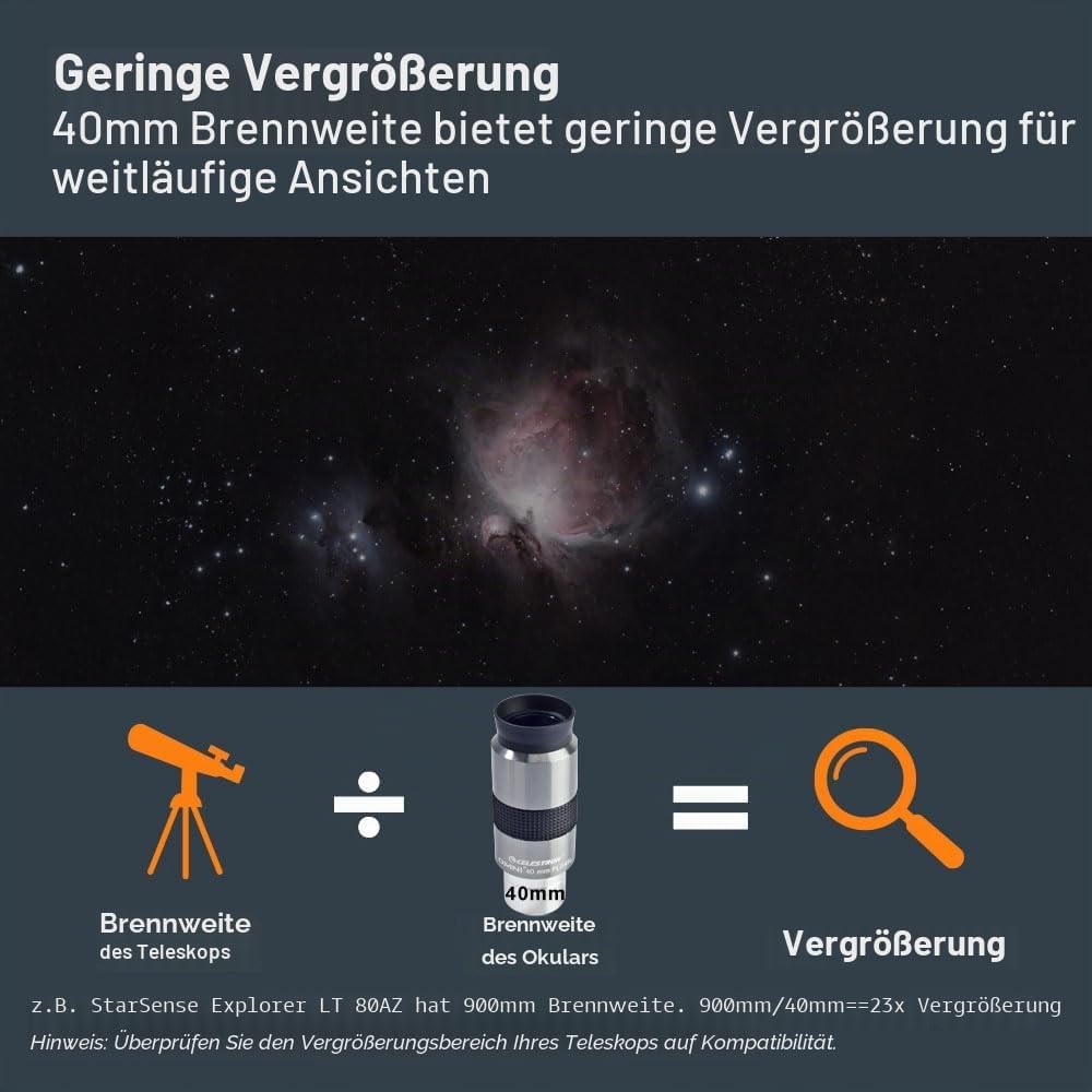 Celestron 93325 1-1/4-40 mm Omni Serie Okular, 40 mm