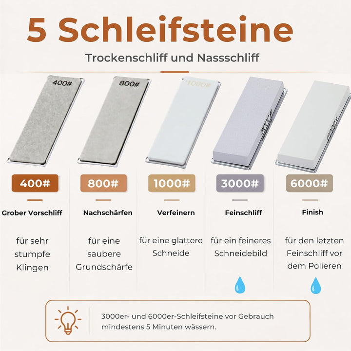 Oleio Rollschleifer Messerschärfer, Messerschleifer mit 0–50° Schärfwinkel