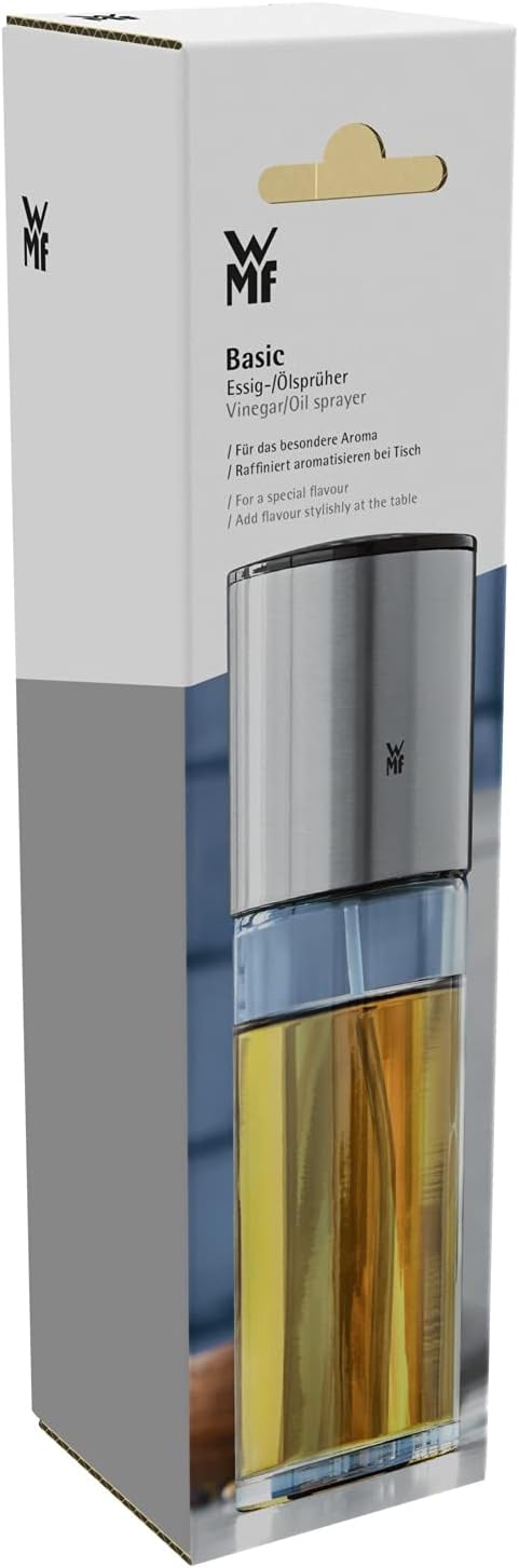 WMF Basic Essig- Olsprüher 125ml, Essig-Sprühflasche, Öl-Sprühflasche mit Glasbehälter, Cromargan Ed