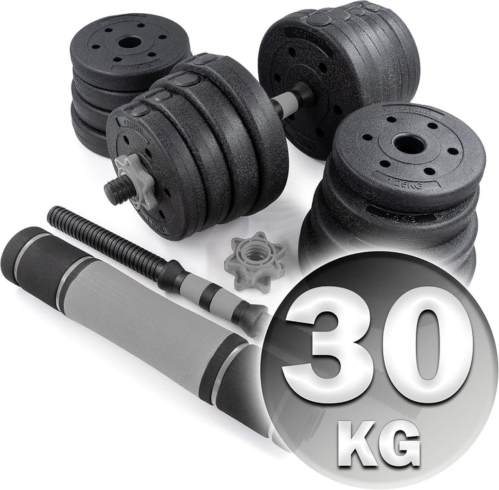 C.P.Sports 2in1 Kurzhantel &amp; Langhantel Set 30kg / 40kg | Hantelscheiben – Gewichte – Hantelstangen