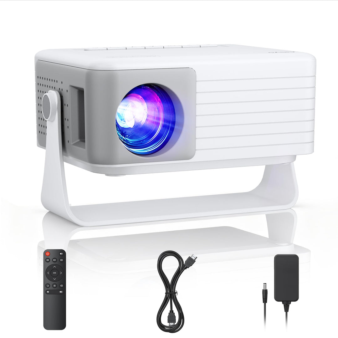 Mini Beamer mit Stativ, Beamer Full HD 1080P Unterstützt, AKIYO O1 Video Beamer für Handy Phone, Ges