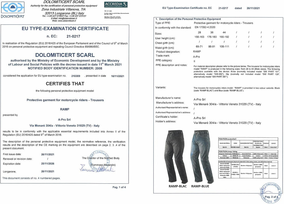 A-Pro Hose Jeans CE Protektoren Motorrad Lateral Verstaerkungen Motorradjeans Schwarz US 28 ( EU 42