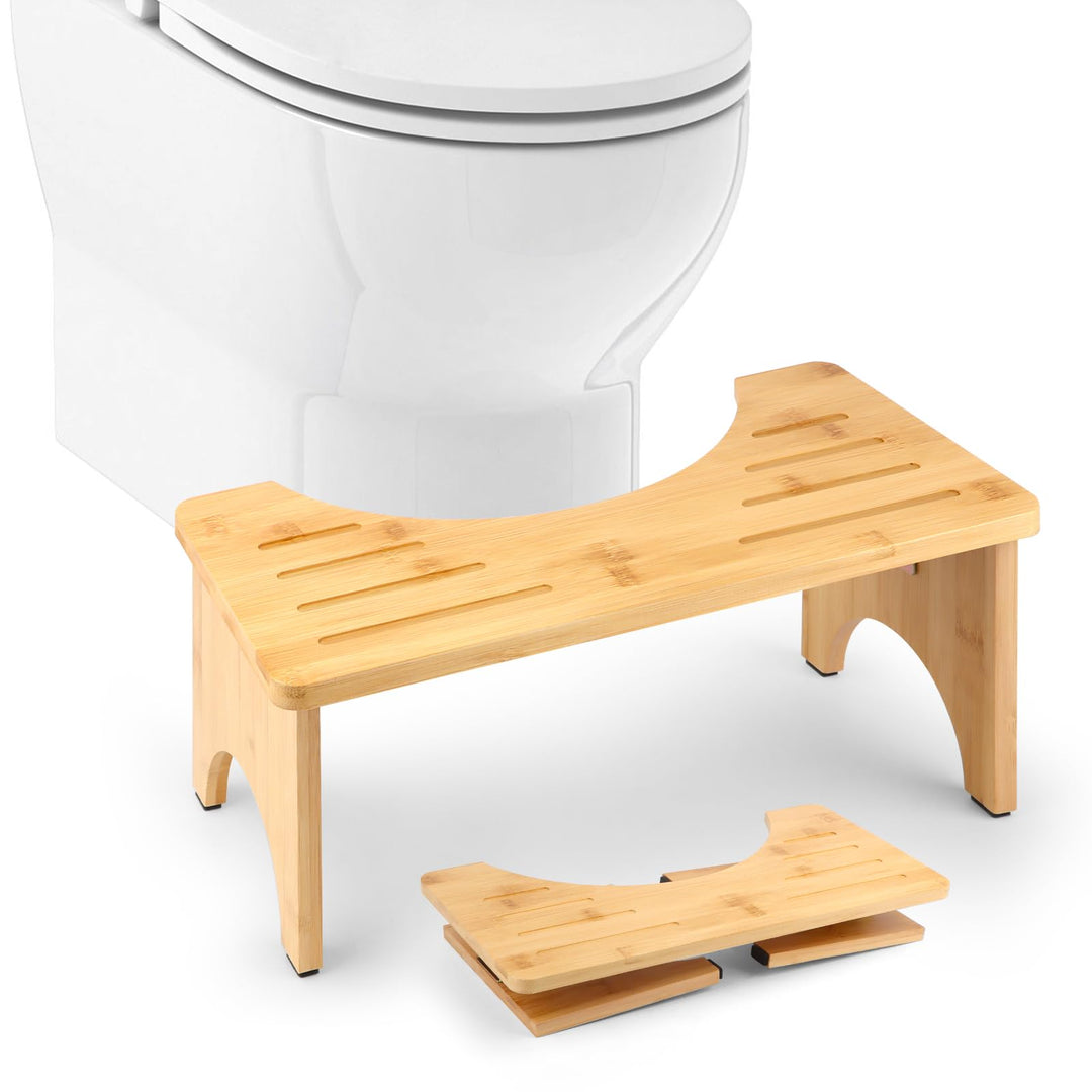 talifoca Toilettenhocker Bambus, Klappbar Kackhocker Erwachsene, Ergonomischer Klohocker gegen Verst