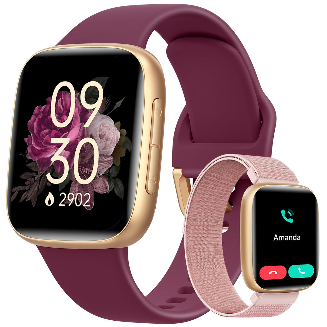 Smartwatch Damen Herren mit Telefonfunktion, 1,85" Smart Watch Fitnessuhr, 110+ Sportmodi, Herzfrequ