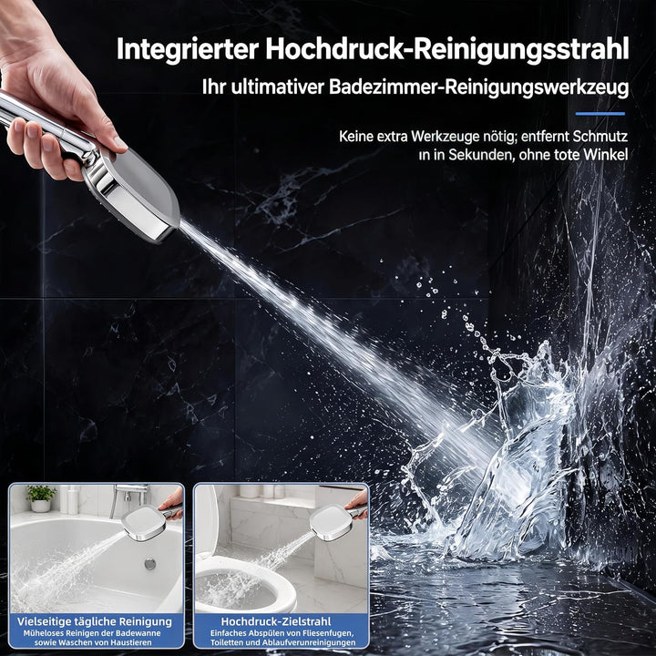 Duschkopf mit Filter, Duschbrause mit Schlauch, Shower Head 4 Modi Luft Einspeisung Druckverstärkter