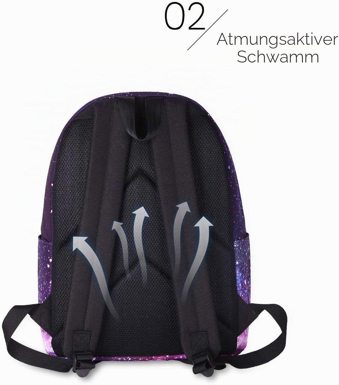 FANDARE Schulrucksack Galaxy Schultasche Junge Mädchen Rucksäcke Schulranzen mit Mäppchen Teenager T