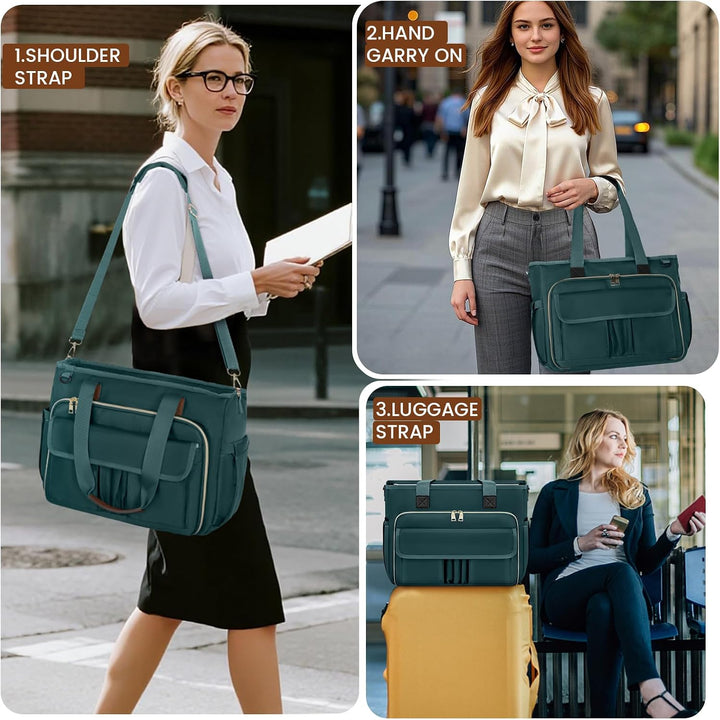 RAINSMORE Lehrertasche Damen Gross 15.6 Zoll Laptoptasche Arbeitstasche mit Isolierter Tasche für Kr