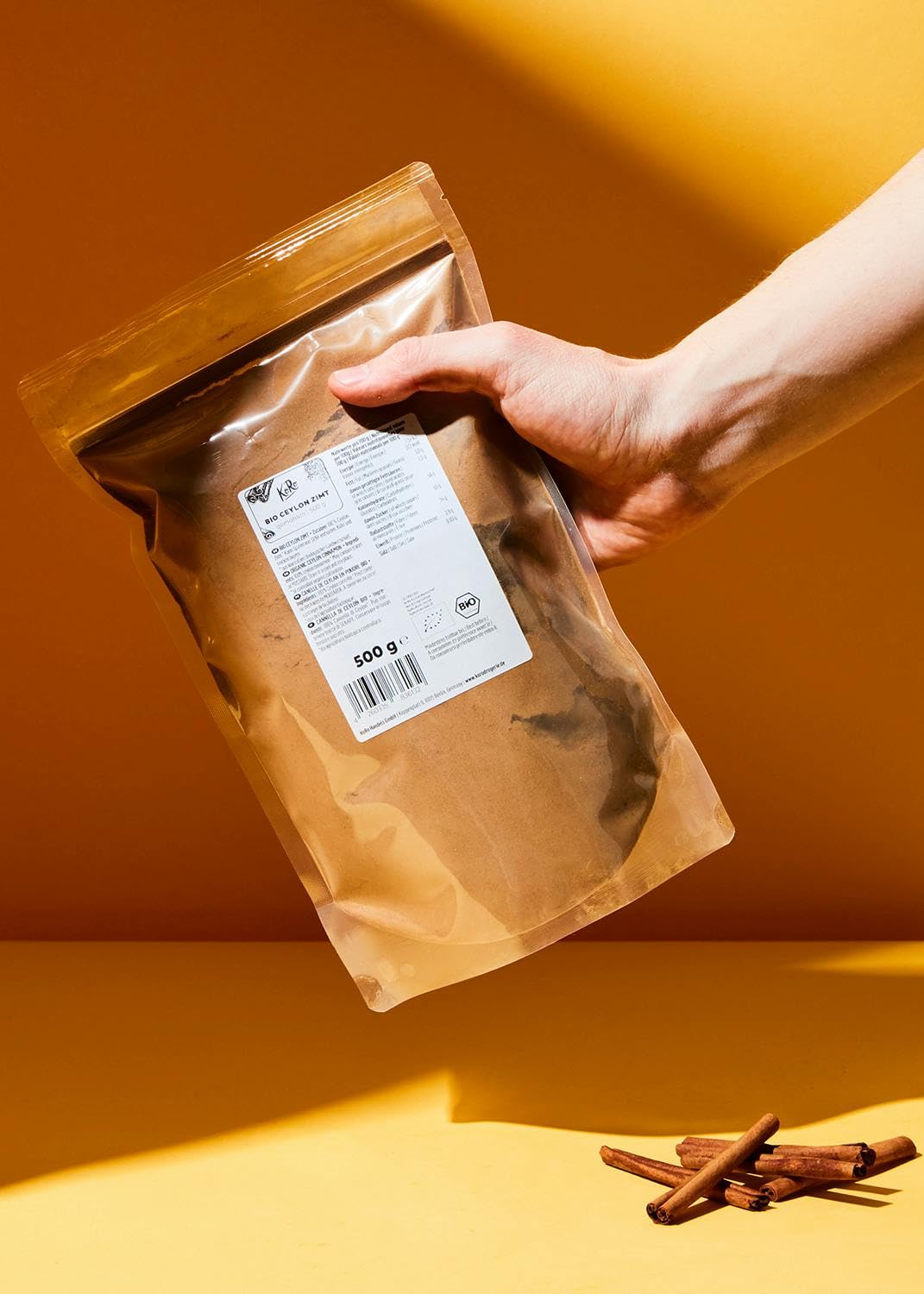 KoRo - Bio Zimt "Cinnamomum Ceylanicum" aus Madagaskar 500 g - Bio-Qualität - Fein gemahlen - Mildes