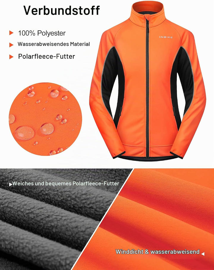 INBIKE Fahrradjacke Damen Winter Thermo Reflektierend Wasserabweisend Winddicht Atmungsaktiv Radjack