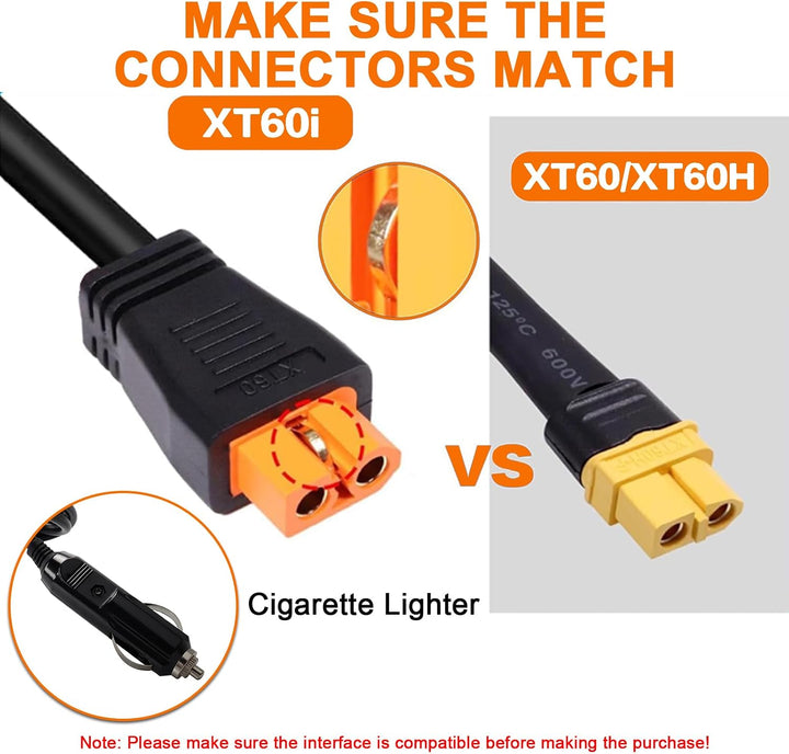 XT60i Kfz Ladekabel, Kompatibel mit Ecoflow, 1,5 M 16 AWG Netzteil