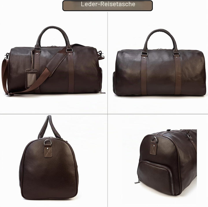 Luufan Unisex Leder Reisetasche Vintage Reisetasche (Brown-55cm)