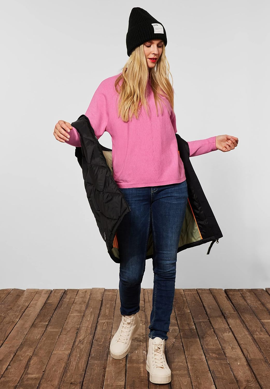 Street One Damen Strickpullover 44 Pink Crush Melange, 44 Pink Crush Melange