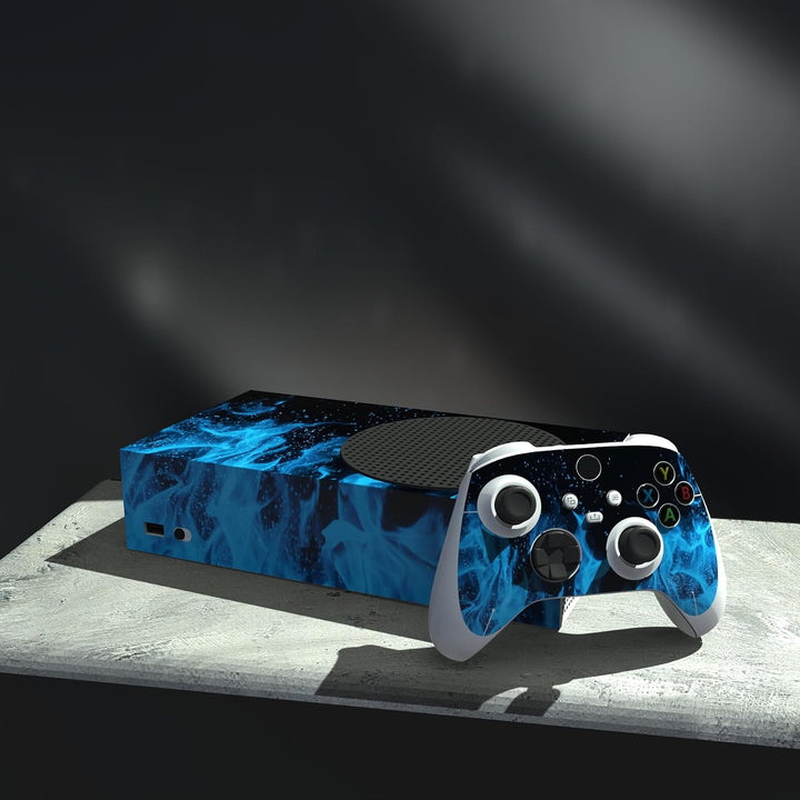 PlayVital Skin für Xbox Series S Konsole &amp; Controller, Vinyl Aufkleber Blaue Flamme., Blaue Flamme.