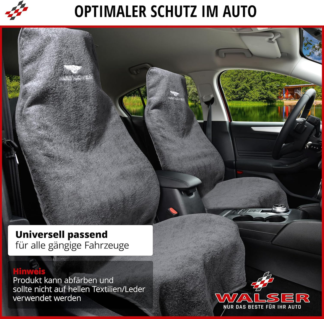 Walser Sitzaufleger Multicover, universal Auto-Sitzauflage, waschbarer Autositz-Überwurf grau, Grau