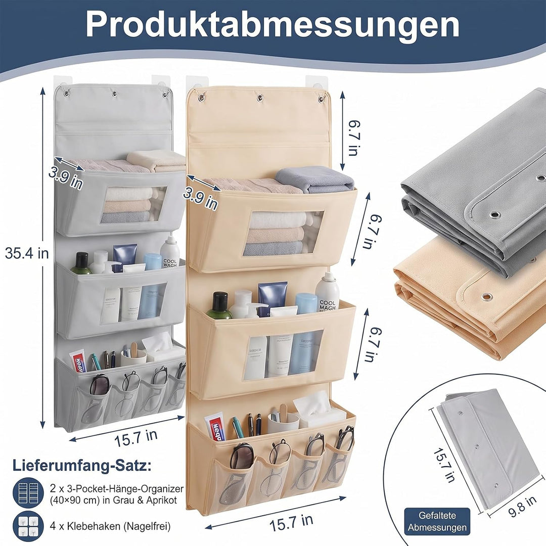 2Stück Hängeorganizer 3Schichten 40x90cm Waschbar Wandorganizer Faltbarer