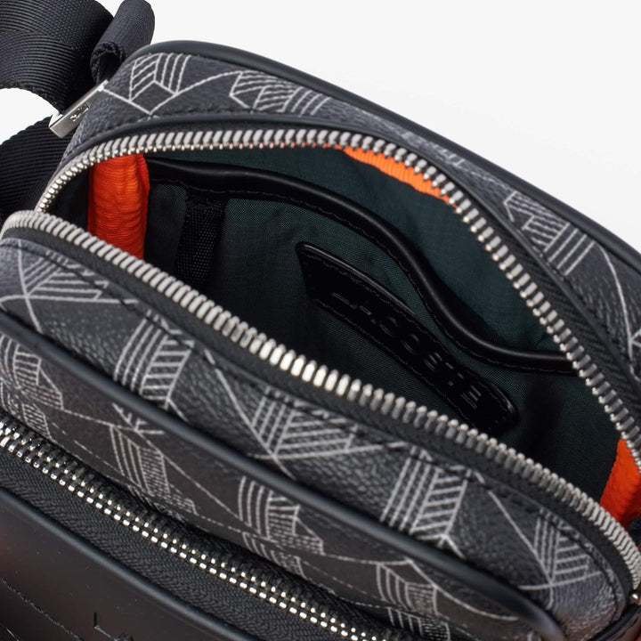 Lacoste Herren Nh4409lx Handtasche, Monogram schwarz grau, Einheitsgrösse EU, Monogram Schwarz Grau