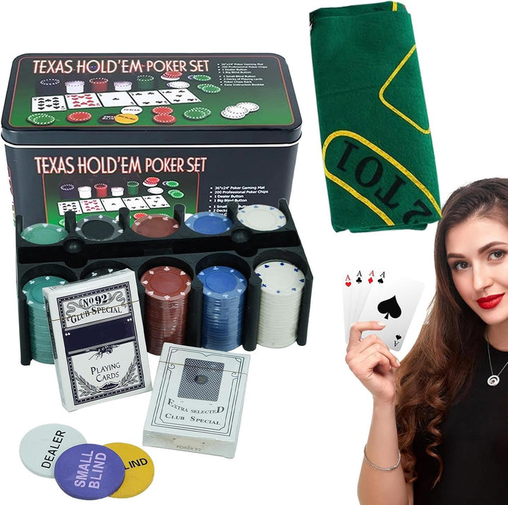 Poker-Chips, 200 Stück, Texas Hold&